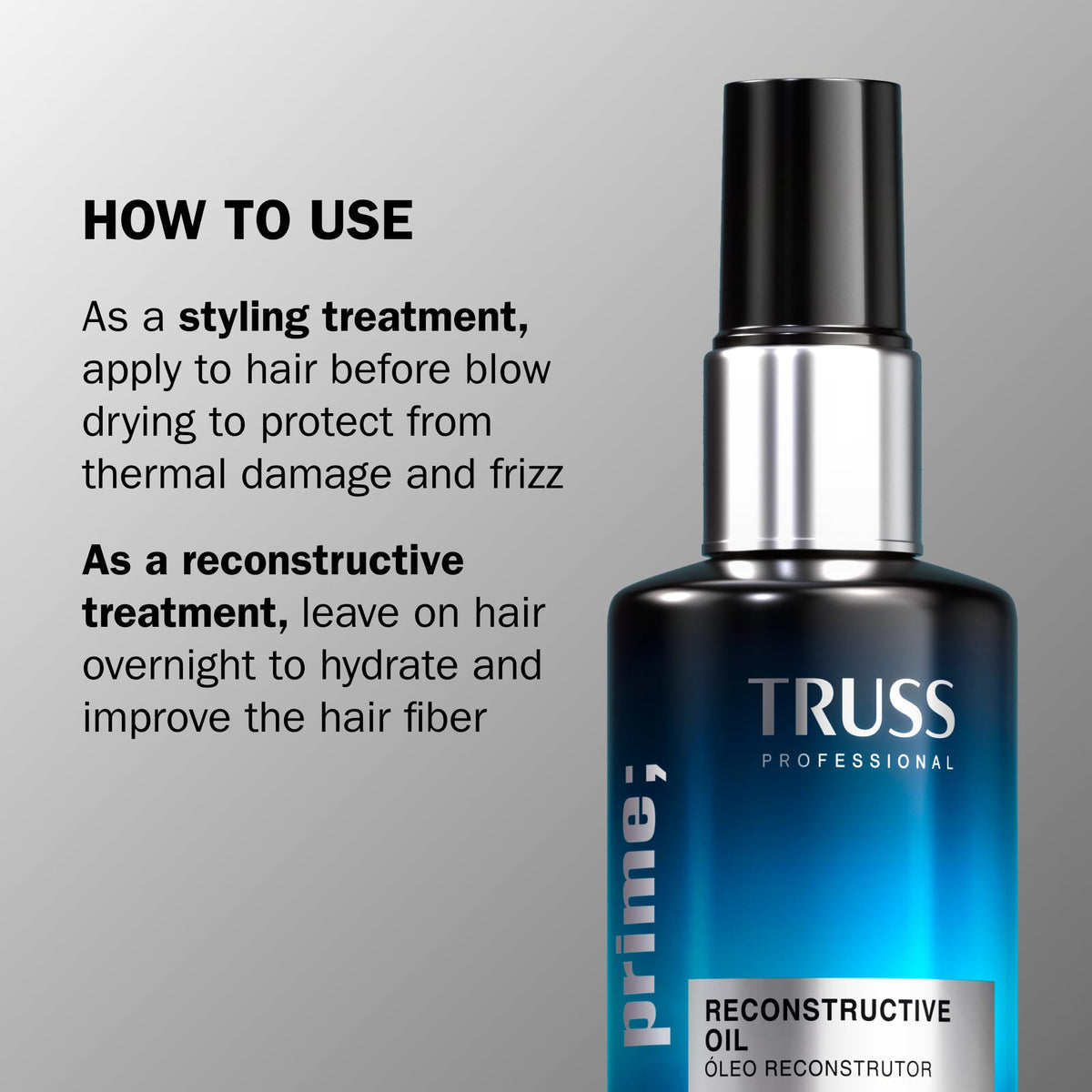 TRUSS Deluxe Prime Reconstructive Hair Oil for Damaged Hair - Split End Repair Treatment with Heat Protection & Frizz Control - Seals Cuticle for Strength & Softness (2 Fl oz)