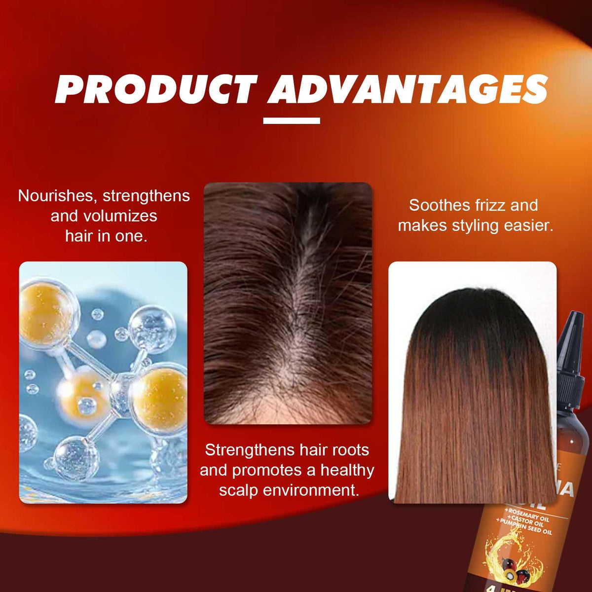 Organic Batana Oil for Hair Growth 4-in-1 Batana From Honduras with Rosemary,Pumpkin Seed,Castor Oil Deep nourishment,Strengthen Hair Roots Make Smooth&Shiny For Damaged Hair,Dry & Frizzy Repair 120mL