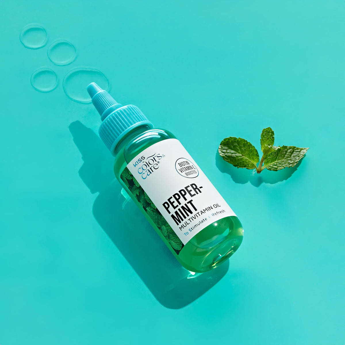 Kiss Colors & Care Peppermint Multivitamin Oil for Hair & Skincare, Infused with Biotin, Vitamin E and Natural Oils for Long-Lasting Hydration & Repair, 2.5 fl. oz.