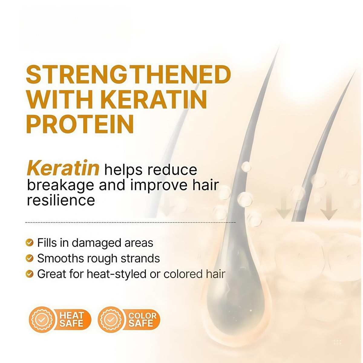 Leave-In Moroccan Argan Oil Hair Oil - Vitamin E Oil& Keratin Hair Treatment for Repairing Dry, Frizzy & Damaged Hair - Deep Nourishing Hair Serum, Anti-Frizz & Split End Repair 3.3Fl Oz
