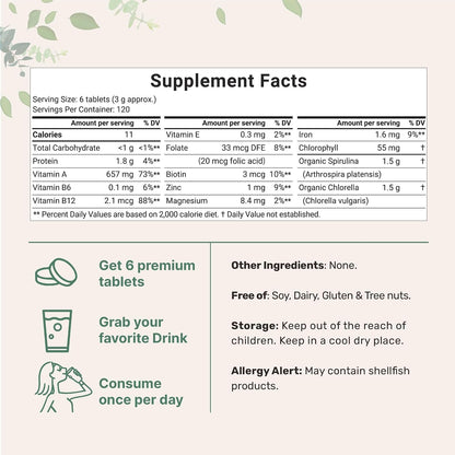 Micro Ingredients Organic Chlorella Spirulina 3000mg Tablets & Vitamin D3 5000iu + K2 100mcg Bundle 2 Pack - Cracked Cell Wall, Rich in Vegan Protein & Chlorophyll - Essential Sunshine Vitamins