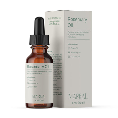 MAREAL Pure Rosemary Oil for Hair Growth & Scalp Health - Infused with Castor & Coconut Oil - Hair Thickening & Regrowth Treatment for Women & Men - 100% Natural - Up to 2-Month Supply - 1.7 fl oz