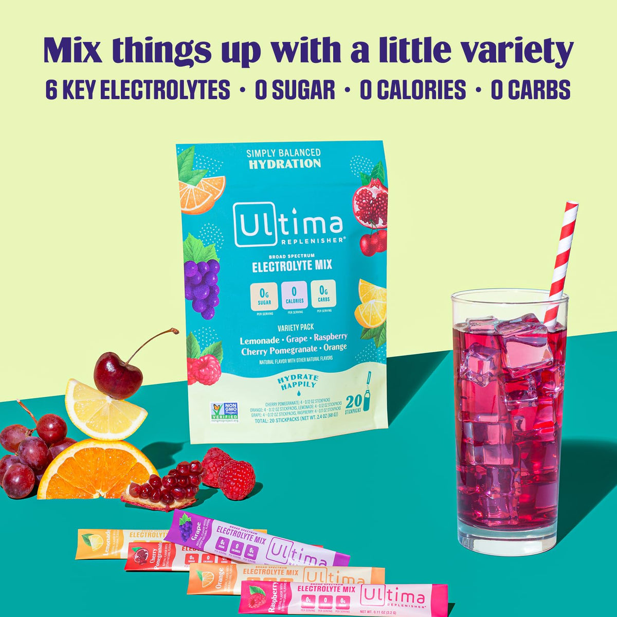 Ultima Replenisher Daily Electrolyte Drink Mix - Original Variety, 20 Stickpacks - Hydration