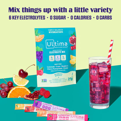 Ultima Replenisher Daily Electrolyte Drink Mix - Original Variety, 20 Stickpacks - Hydration