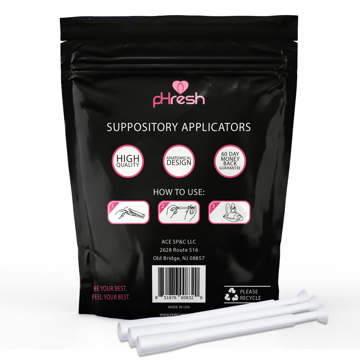 ACE NUTRITION pHresh Vaginal Suppository Applicators - Pack of 30 Individually Wrapped Disposable