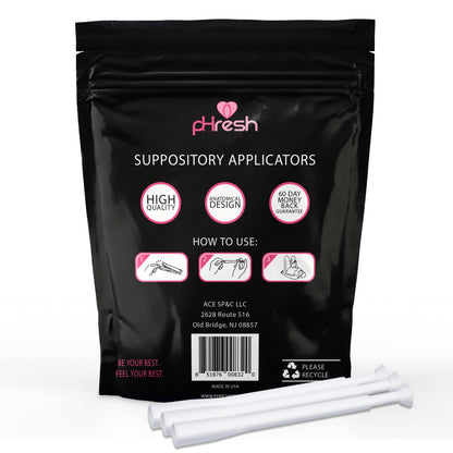 ACE NUTRITION pHresh Vaginal Suppository Applicators - Pack of 30 Individually Wrapped Disposable