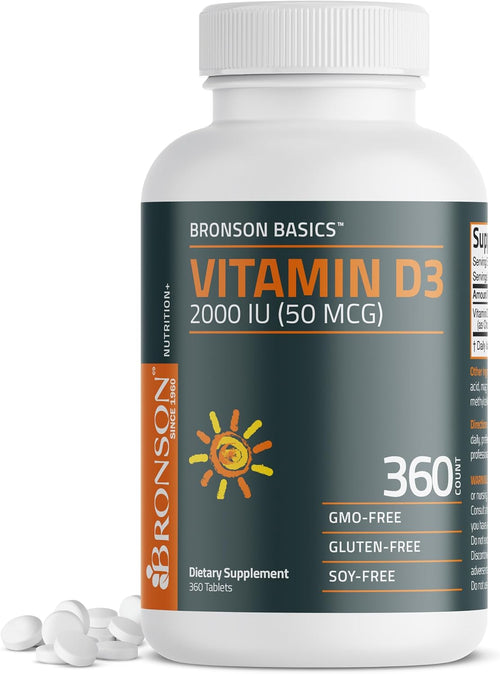Bronson Vitamin D3 2000 IU (50mcg) Non-GMO, 360 Tablets