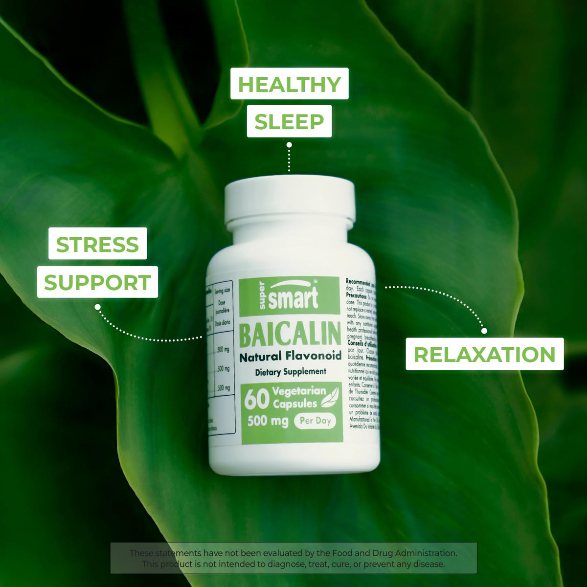 Supersmart - 90% Baicalin 500mg per Day (Scutellaria Baicalensis) - Chinese Skullcap
