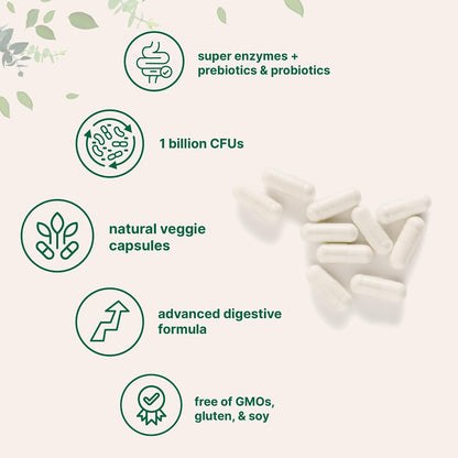 Micro Ingredients Super Enzymes with Prebiotics & Probiotics, 240 Veggie Capsules - Digestive Enzymes for Women & Men - Probiotic, Bromelain, Psyllium Husk & More - Immune & Gut Health Support*