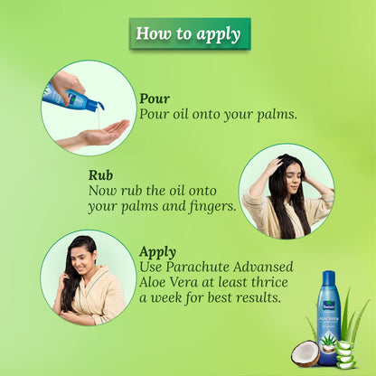 Parachute Advansed Aloe Vera Enriched Coconut Hair Oil - For Strong, Soft & Silky Hair - Deep Nourishment & Conditioning - All hair Types - 8.4 Fl.oz., Indian Hair Oil