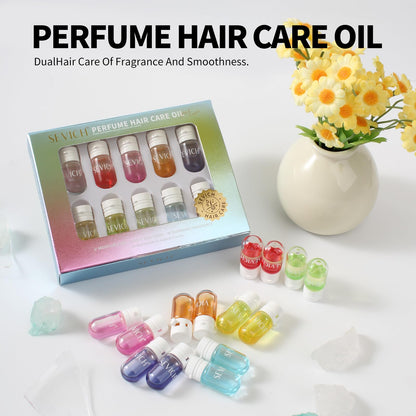 SEVICH Perfume Hair Oil Capsules 10-Pack, 2-in-1 Hair Treatment & Lightweight Serum, Heat & UV Protection, Frizz Control & Shine, Portable Travel Hair Care for All Hair Types