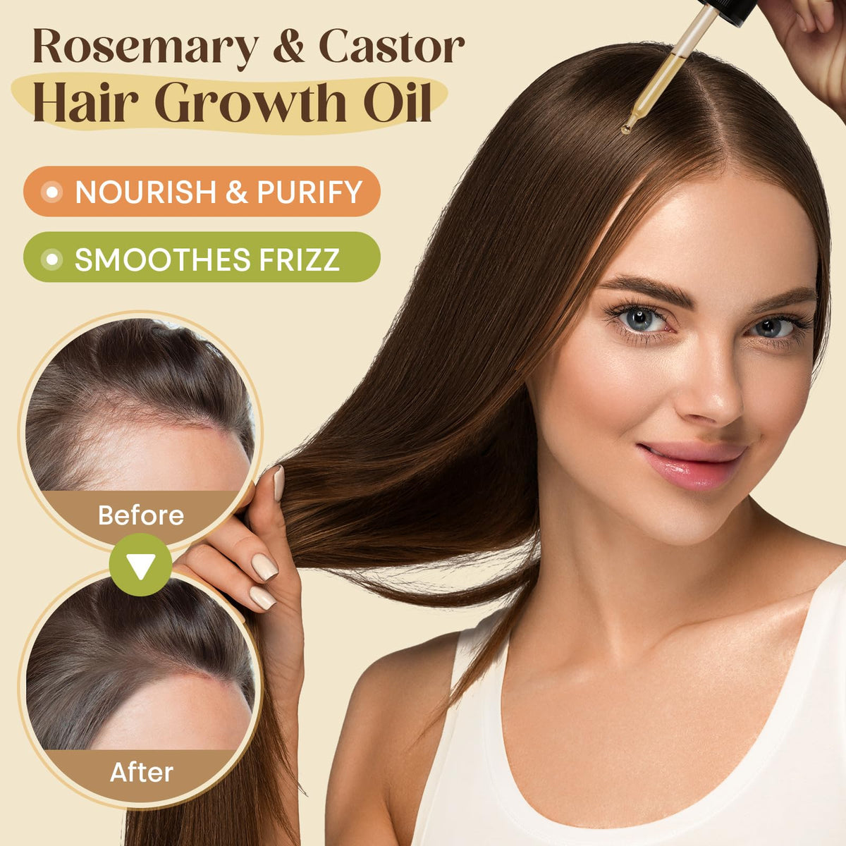 Bofuoos Rosemary & Castor Hair Growth Oil + Scalp Massager Set