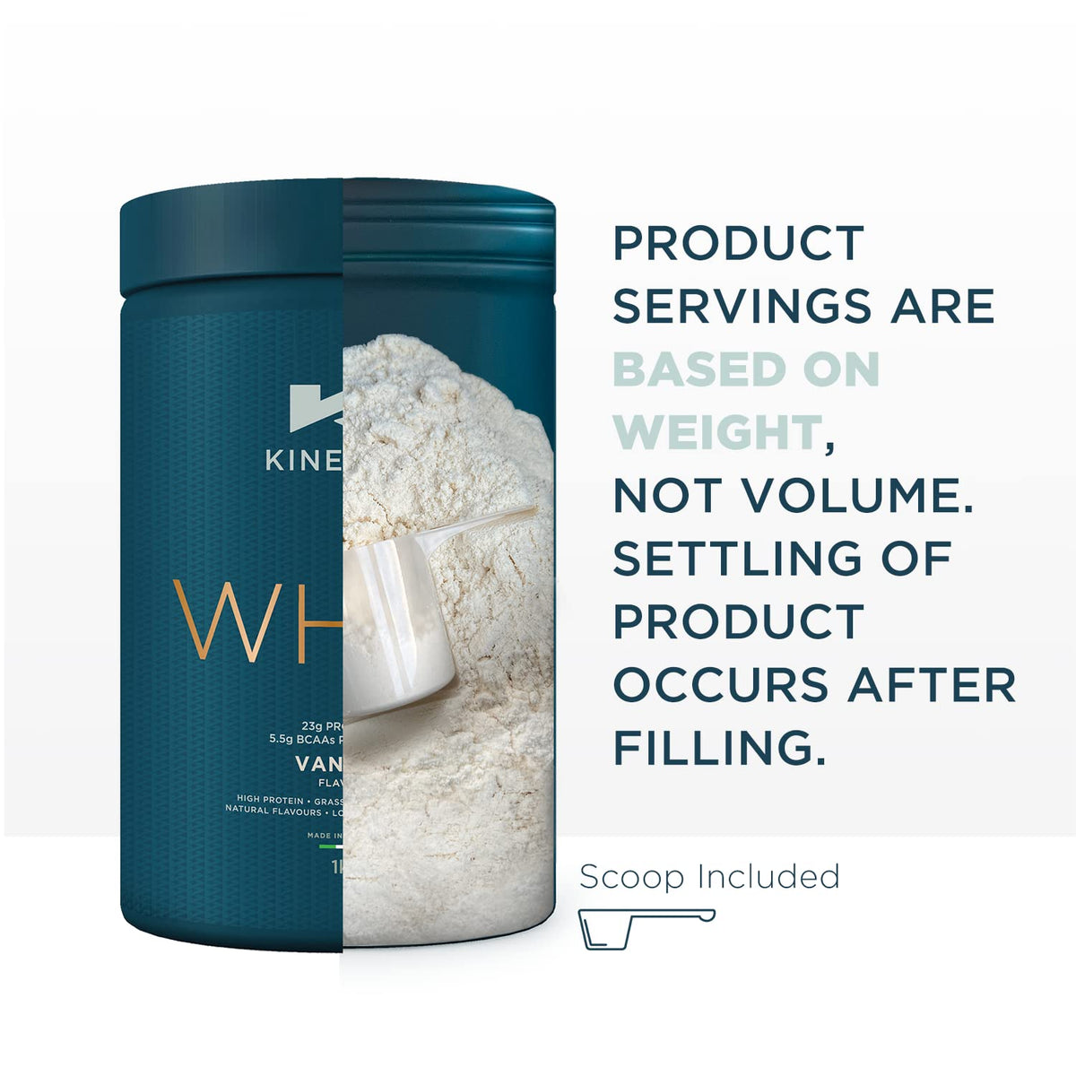 Kinetica Vanilla Whey Protein Powder - 2.27kg - 23g Protein per Serving - 76 Servings