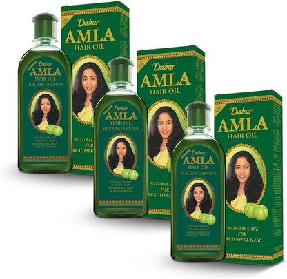 Dabur Amla Hair Oil - Nourishing Herbal Oil with Pure Amla and Botanical Extracts for Healthy, Moisturized Scalp, Strong, Shiny Hair - Ayurvedic Strengthen Roots for Men & Women - 500 ml (Pack of 3)