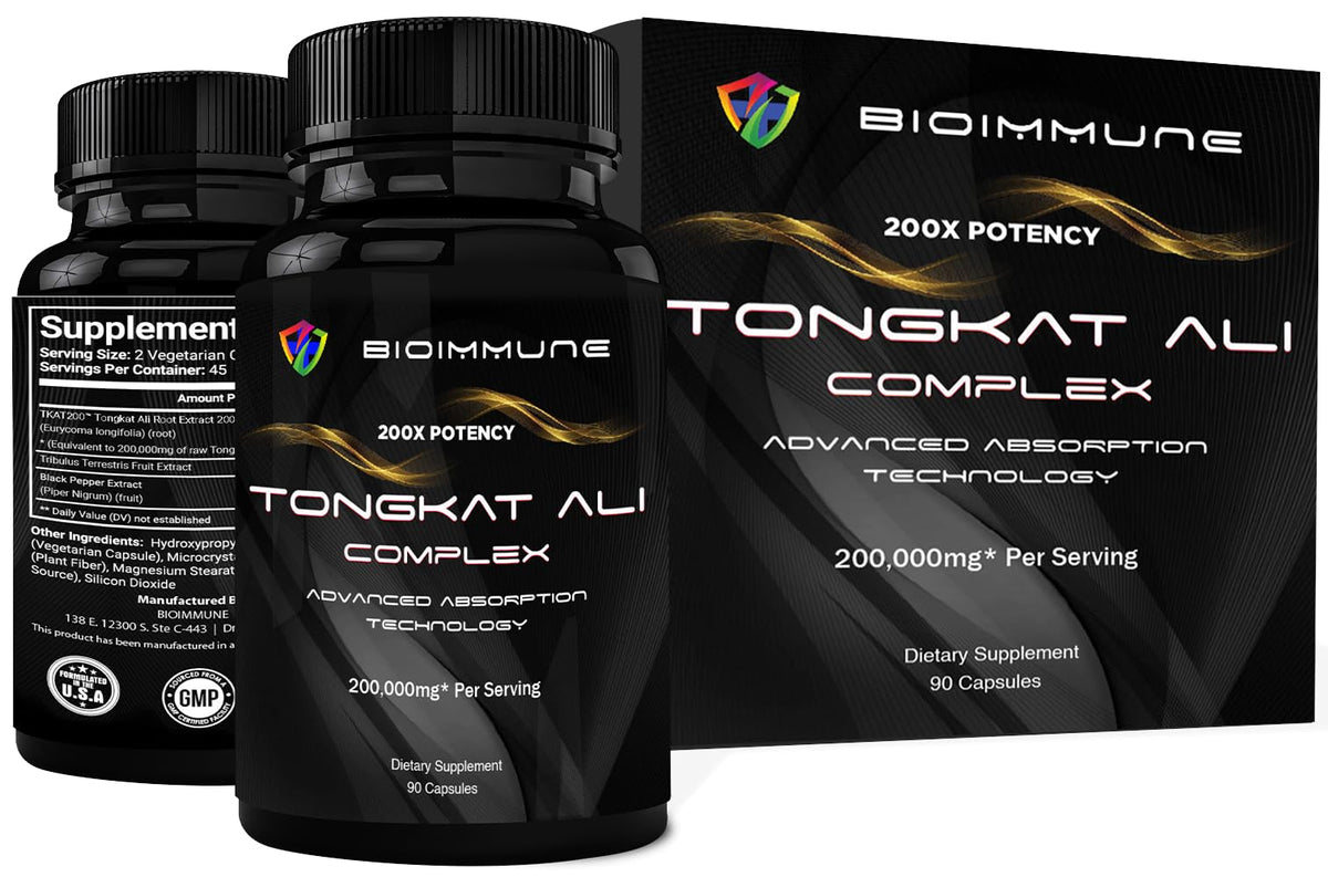 BioImmune Longjack Tongkat Ali Ultra Concentrated Purified Extract Capsules - Strength Muscle Mass, Drive, Performance