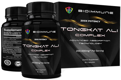 BioImmune Longjack Tongkat Ali Ultra Concentrated Purified Extract Capsules - Strength Muscle Mass, Drive, Performance