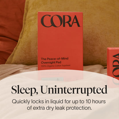 Cora Organic Pads - Ultra Thin Period Pads with Wings - Overnight Absorbency - Ultra-Absorbent