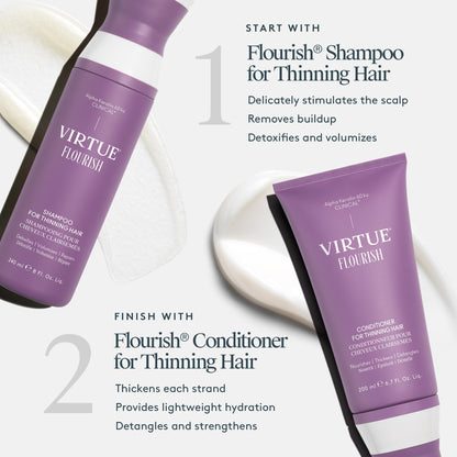 VIRTUE Flourish Conditioner for Fine or Thinning Hair, Sulfate Free Hair Growth Product, Detangles and Thickens, Color Safe