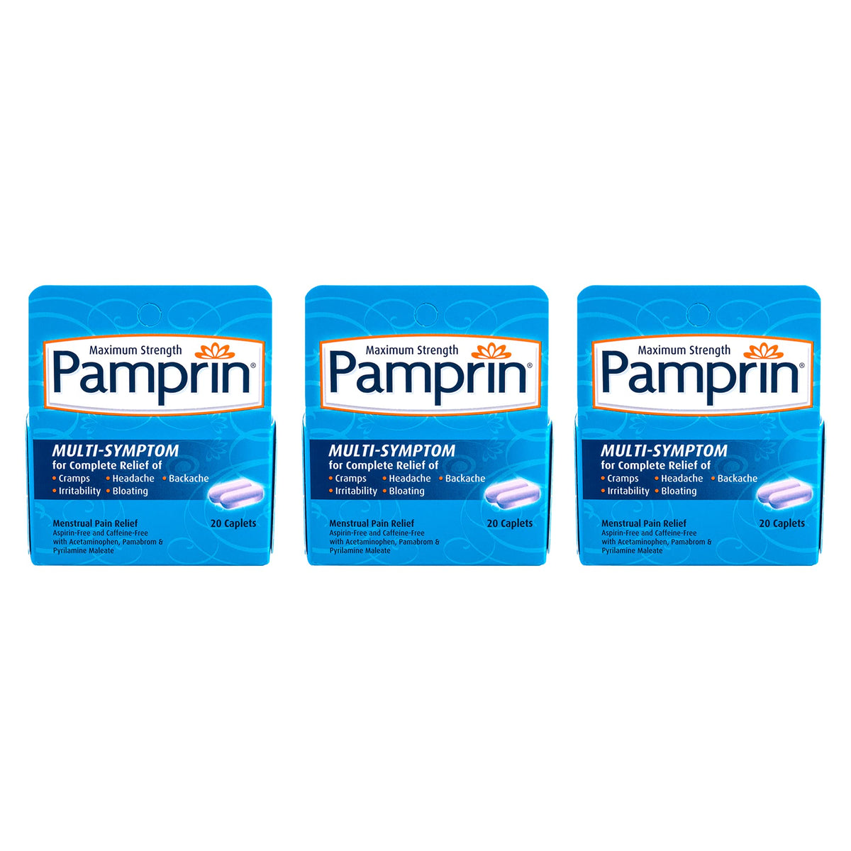 Pamprin Multi-Symptom Formula, with Acetaminophen, Menstrual Period Symptoms Relief Including Cramps