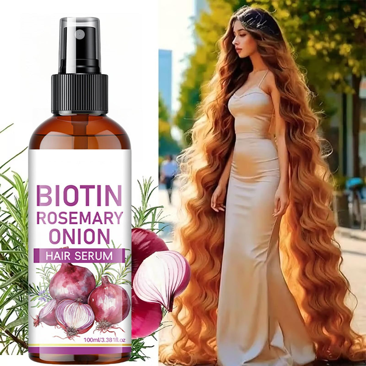 Yniquet 2PCS Onion Hair Growth Serum for Scalp & Hair Care, Onion Hair Care Spray for Hydrating, Onion & Rosemary Hair Growth Oil for Thinning Breakage 3.38 FL OZ (100ML)