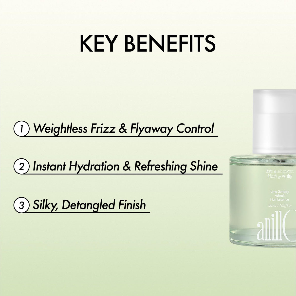 ANILLO Sunday Refresh Lime Hair Essence with Vitamin C, Tea Tree Leaf Oil, and Green Mint - Enhancing Hair Vitality, Citrus Scent, Paraben-Free (50ml / 1.69 fl. Oz)