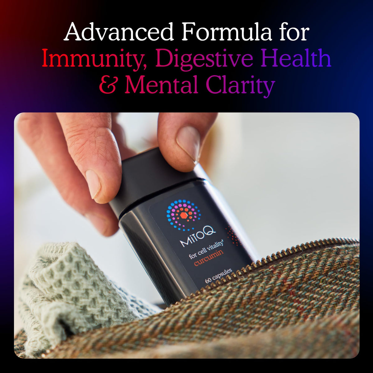 MitoQ Curcumin Longvida Lipidated Formula Mitochondria-targeted Antioxidant - Ultra Bioavailable & Sustained Action Free-Form Curcumin, 60 Capsules