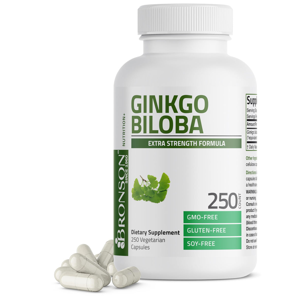 Bronson Ginkgo Biloba Extra Strength Brain & Memory Support 120 Capsules - Vegetarian, Non-GMO, Gluten Free, Soy Free, Memory, Cognitive & Brain Health Support