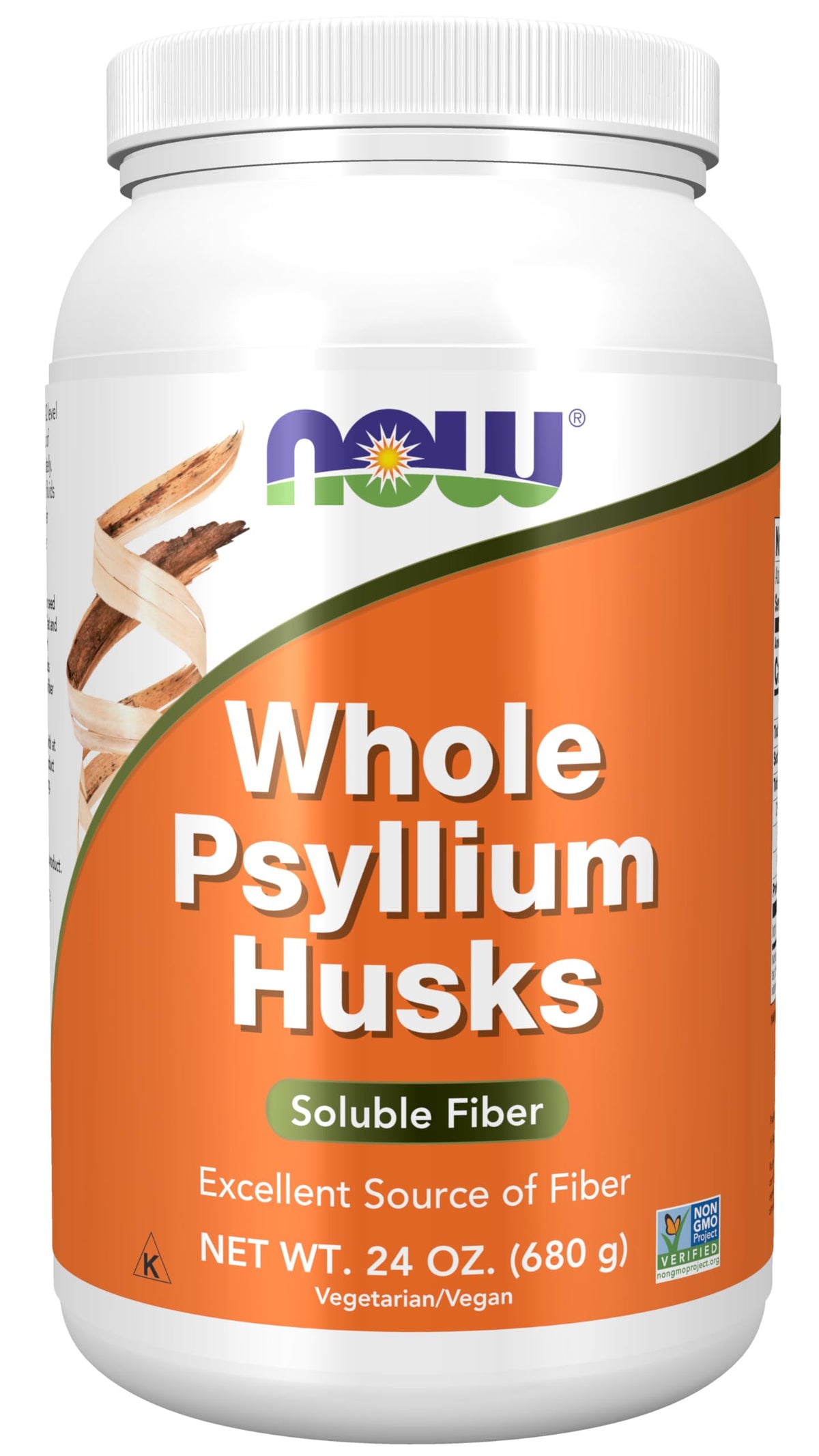 NOW Foods Supplements, Whole Psyllium Husks, Non-GMO Project Verified, Soluble Fiber, 24-Ounce