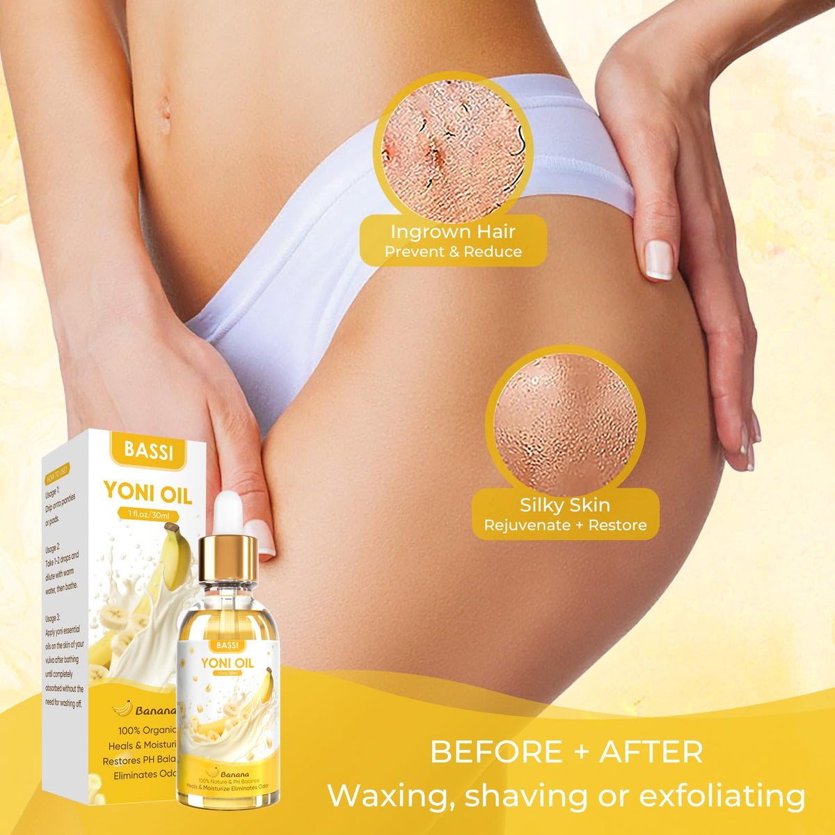 2PCS Yoni Oil Organic Feminine Oil Vaginal Moisturizer - Ph Balance for Women - Feminine Deodorant