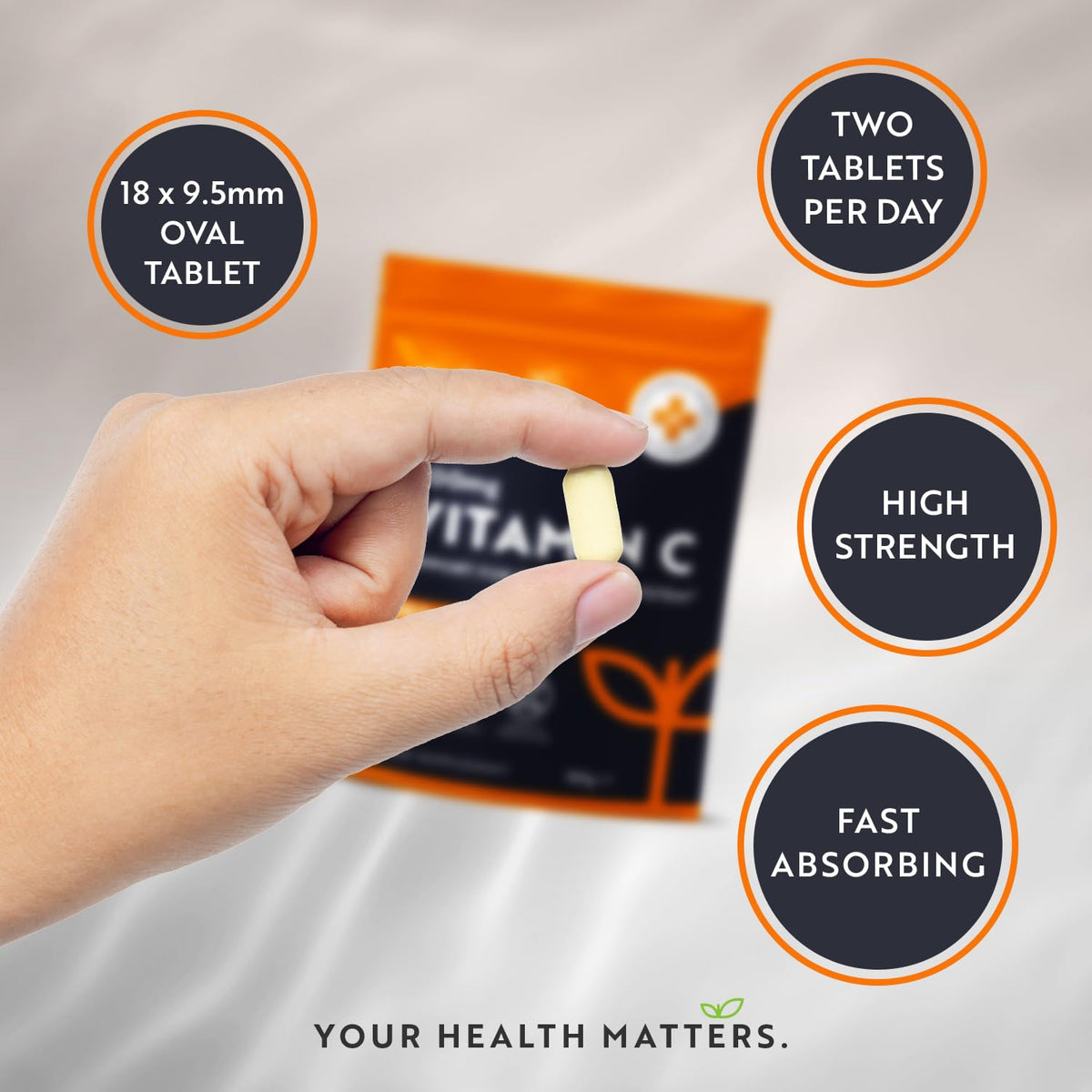 Vitamin C Tablets 1100mg - 180 Premium Vegan and Vegetarian Tablets - 3 Month Supply