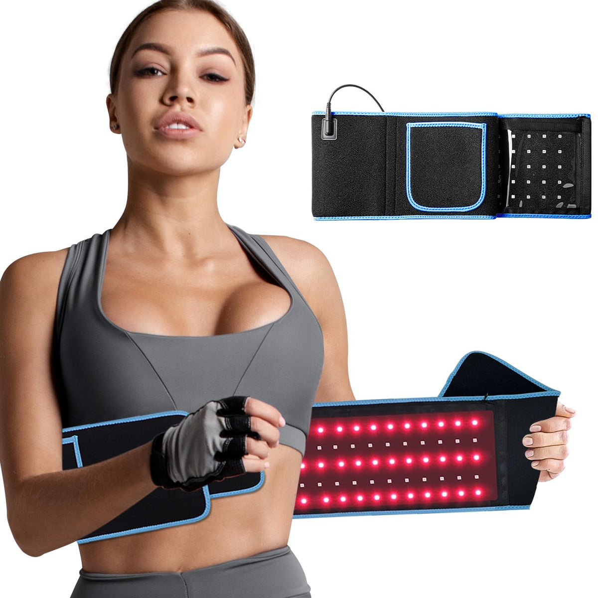 Red Light Infrared Therapy Belt: Pain Relief Device LED Red Light Therapy Lamp Near Body Large Pad Wrap