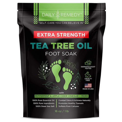 EXTRA STRENGTH Tea Tree Oil Foot Soak with Epsom Salt - Made in USA - for Toenails
