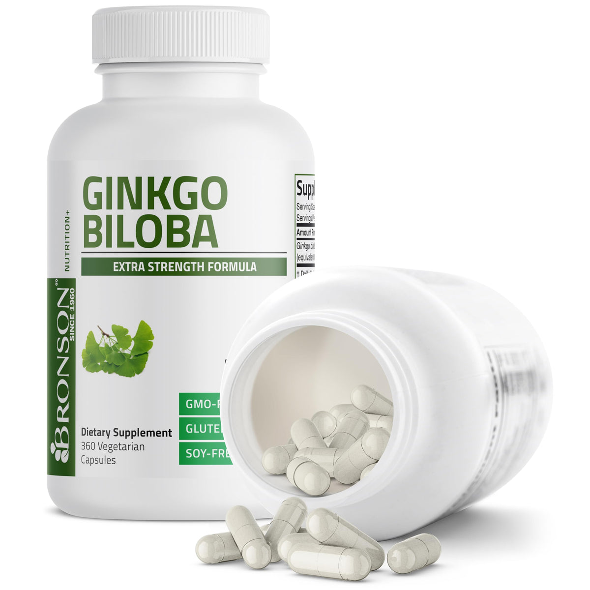Bronson Ginkgo Biloba Extra Strength Brain & Memory Support 120 Capsules - Vegetarian, Non-GMO, Gluten Free, Soy Free, Memory, Cognitive & Brain Health Support