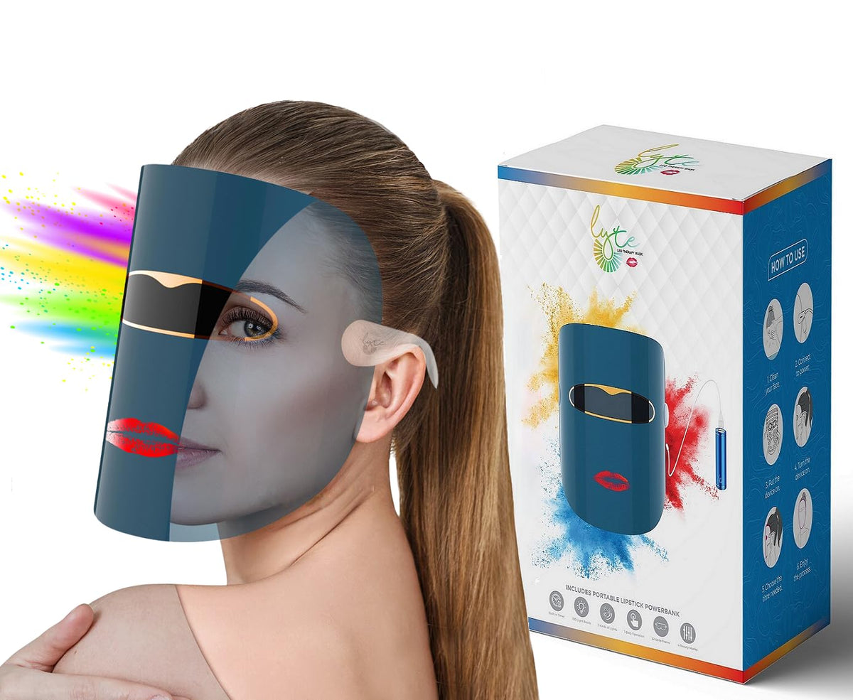 Lyte Wireless LED Light Therapy Mask Red Blue Amber 3 Color Light Weight| Includes Power