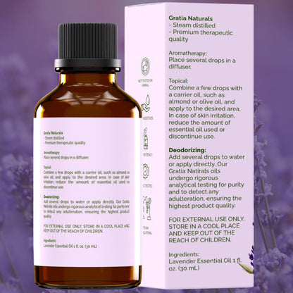 Gratia Naturals Lavender Essential Oil - 100% Pure and Natural …