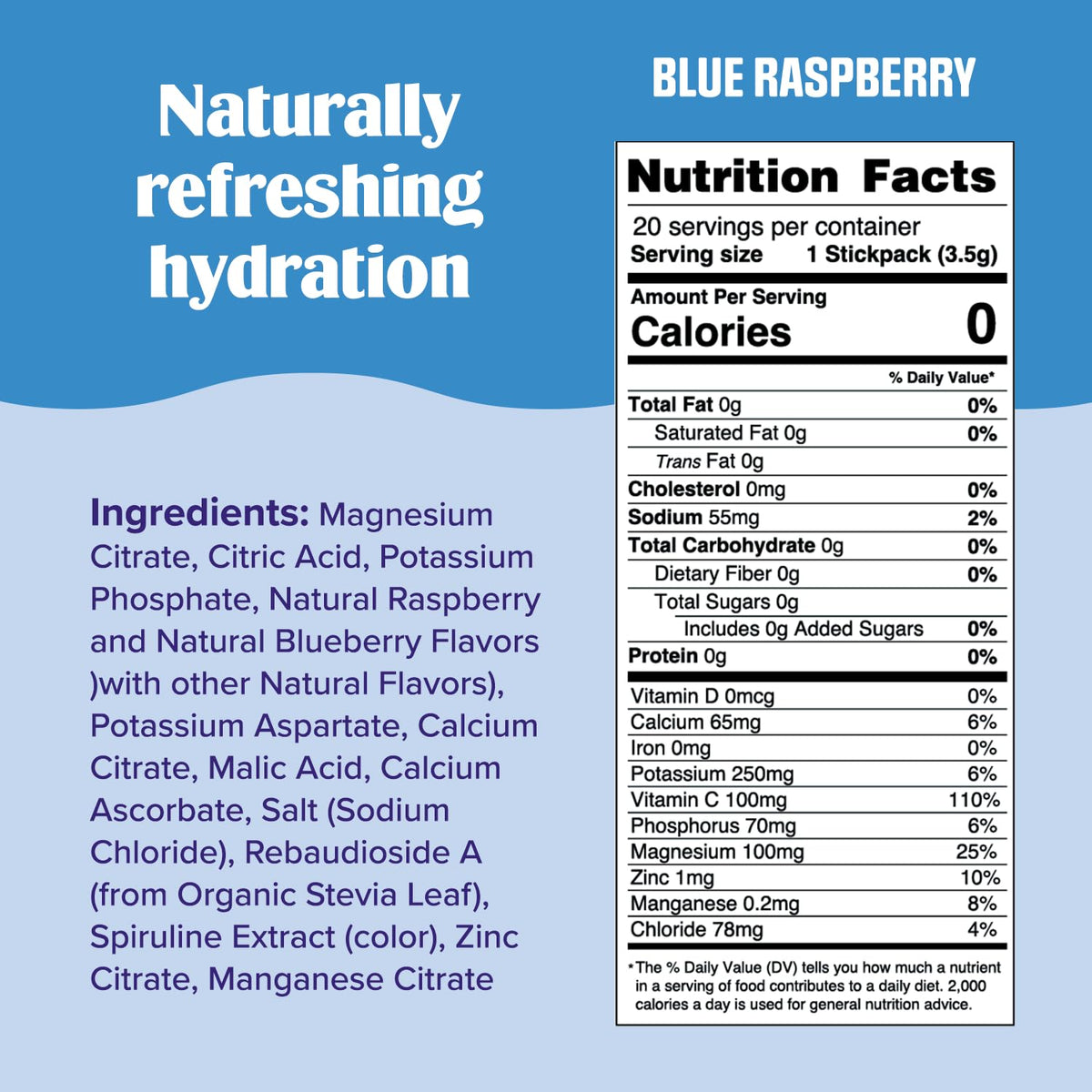 Ultima Replenisher Daily Electrolyte Drink Mix - Blue Raspberry, 20 Stickpacks - Hydration