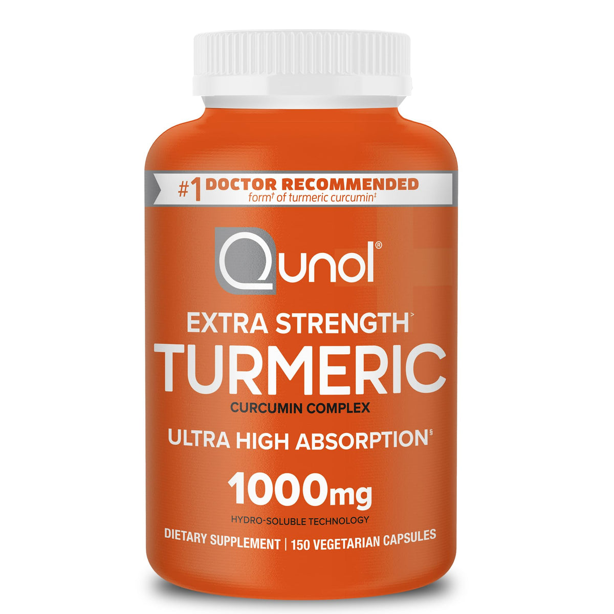 Qunol Turmeric Curcumin Supplement, Turmeric 1000mg with Ultra High Absorption