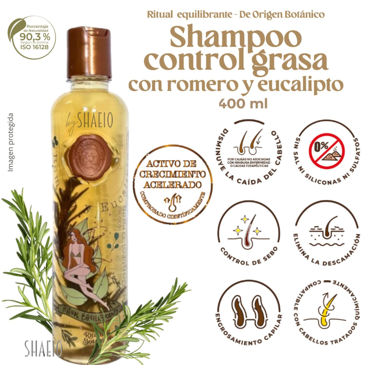 RITUAL BOTANICO - Kit4 Crecimiento Acelerado Ultra Reparador: Shampoo de Romero, Mascarilla Hidratante Para El Cabello, Acondicionador Intensivo PLEX, Protector de Calor Para El Cabello (+Obsequio)