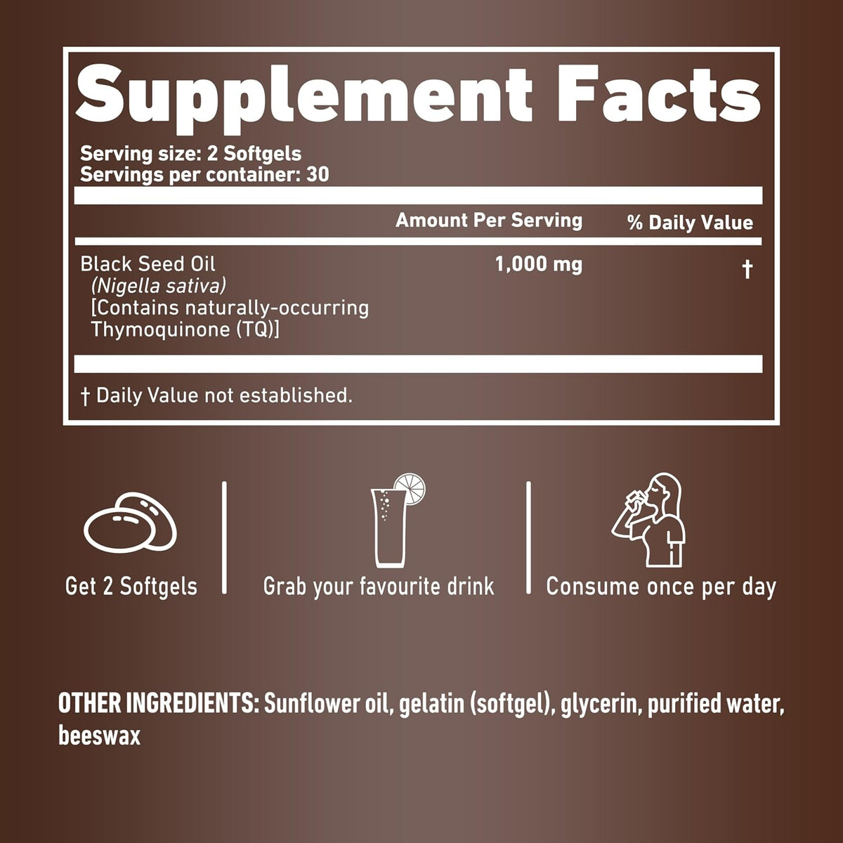 Resilia Ethiopian Black Seed Softgels 1000mg Per Serving – Premium Nigella Sativa Seed Oil Supplement – Digestive & Immune Support Formula – Easy to Swallow Soft Capsules 180 Count (Pack 3)