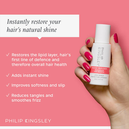 PHILIP KINGSLEY - Bond Builder Lipid Shield - Restorative Hair Oil Treatment for Dry and Damaged Hair - Heat Protectant Hair Moisturizer that Replenishes Dry and Damaged Hair - 1.01oz