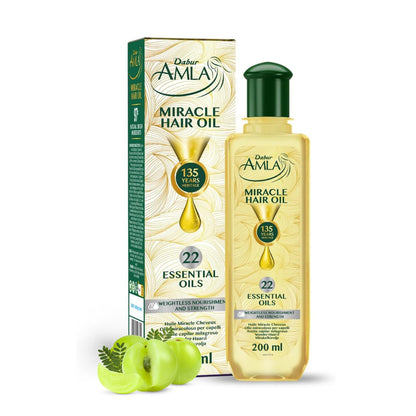 Dabur Amla Luxe Hair Oil - Lightweight Ayurvedic Hair Growth With Pure Amla and 22 Essential Oils, Nourishes and Conditions Scalp, Strengthens Roots, Adds Shine - Dermatologically Tested - 200 ml