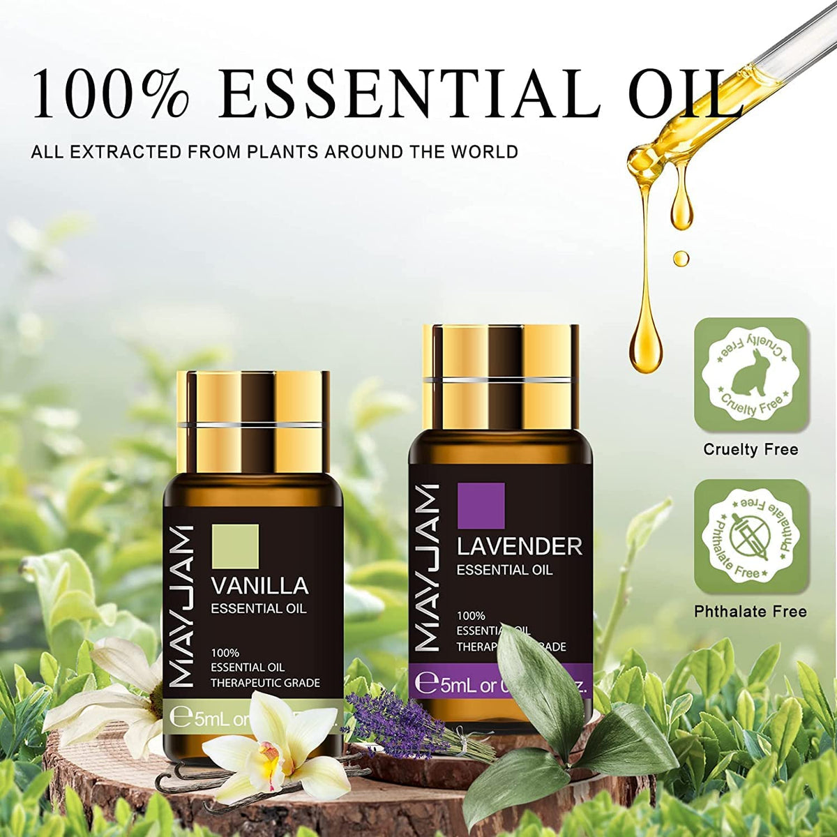 MAYJAM Tea Tree 20 Pcs Pure Essential Oil Gift Set, for Diffuser, Humidifiers, Skin Care, Massage