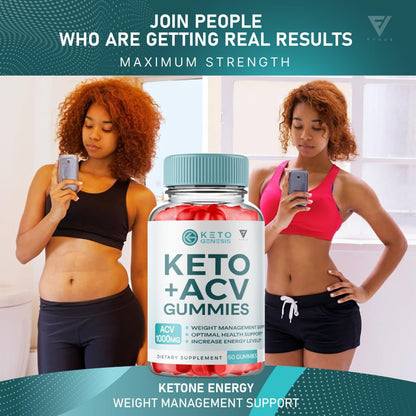 (2 Pack) Keto Genesis Keto ACV Gummies Advanced Weight Loss, Ketogenesis Keto