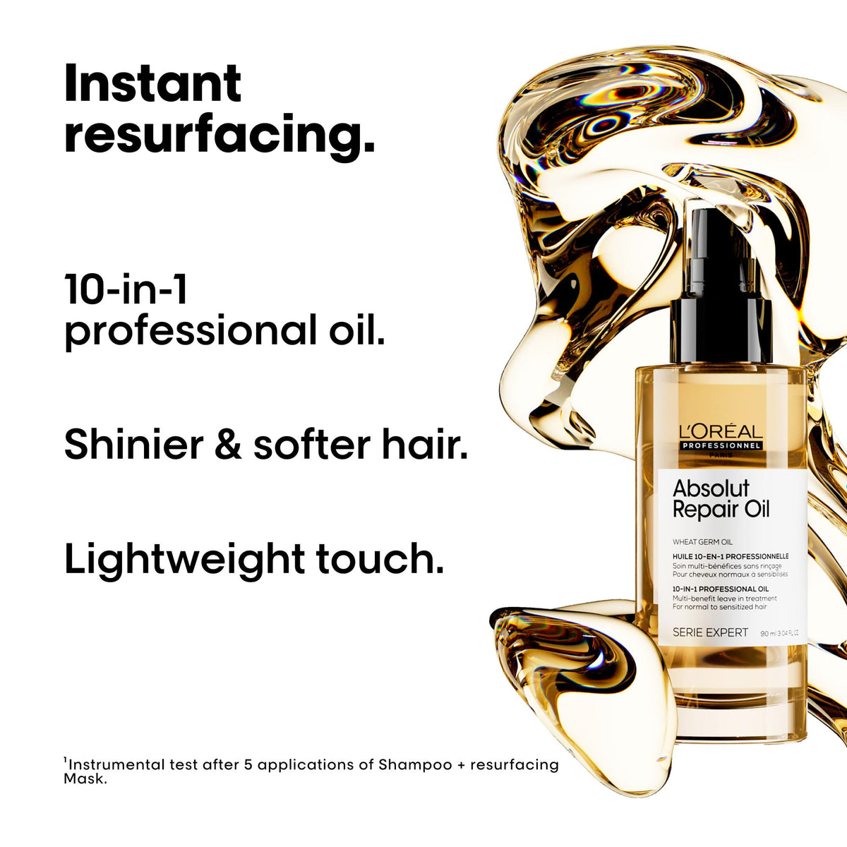 L'Oreal Professionnel Paris Absolut Repair 10-in-1 Oil - Nourishing Multi-Benefit Hair Oil For Dry & Damaged Hair, Smooths, Repairs Damage & Provides Hair Shine, Color Safe