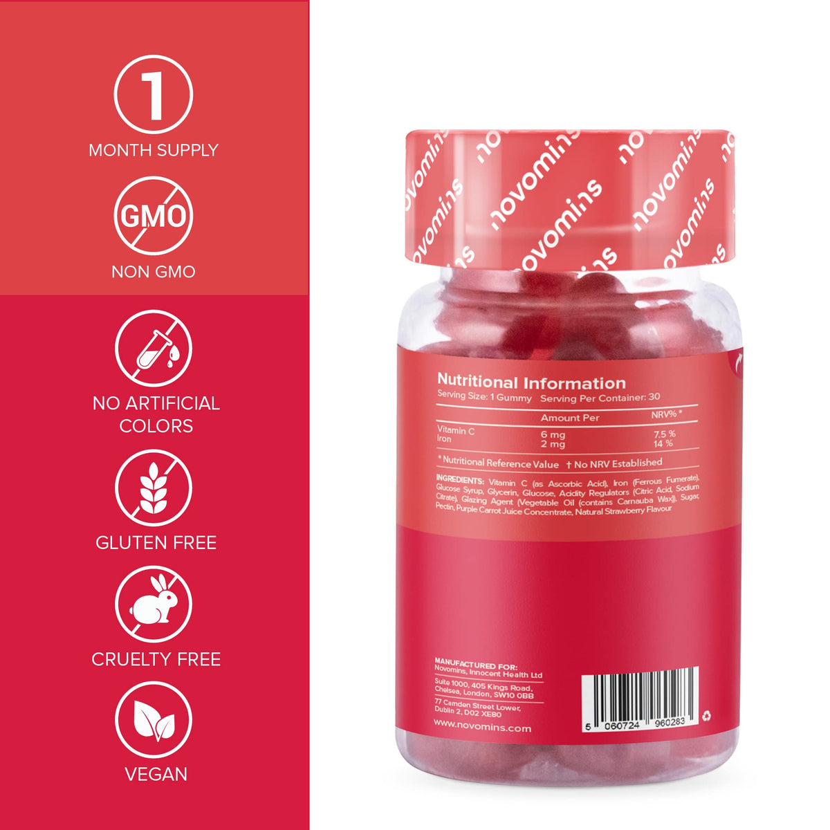 Kids Iron Gummies - Iron Supplement for Kids - Energy & Immune System - Vegan