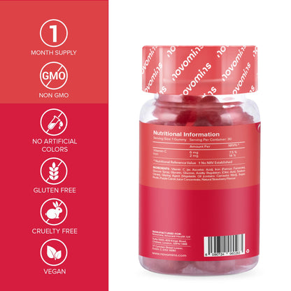 Kids Iron Gummies - Iron Supplement for Kids - Energy & Immune System - Vegan