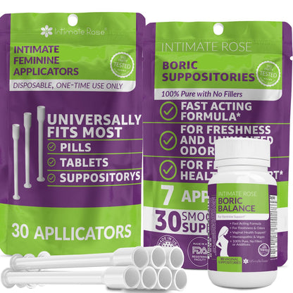 Intimate Rose Save 10% on Boric Acid Vaginal Suppositories - 30 Count (600mg) + 30 Applicators 
