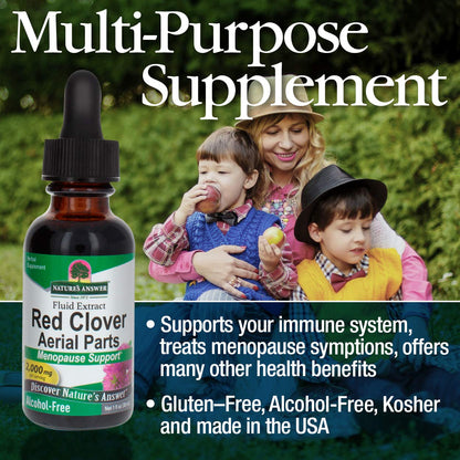 Nature's Answer Red Clover Extract Supplement Alcohol Free 1 Oz (Pack of 4) - Natural Mood Support