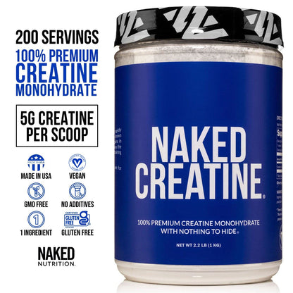 Pure Creatine Monohydrate - 200 Servings - 1,000 Grams, 2.2lb Bulk, Vegan, Non-GMO