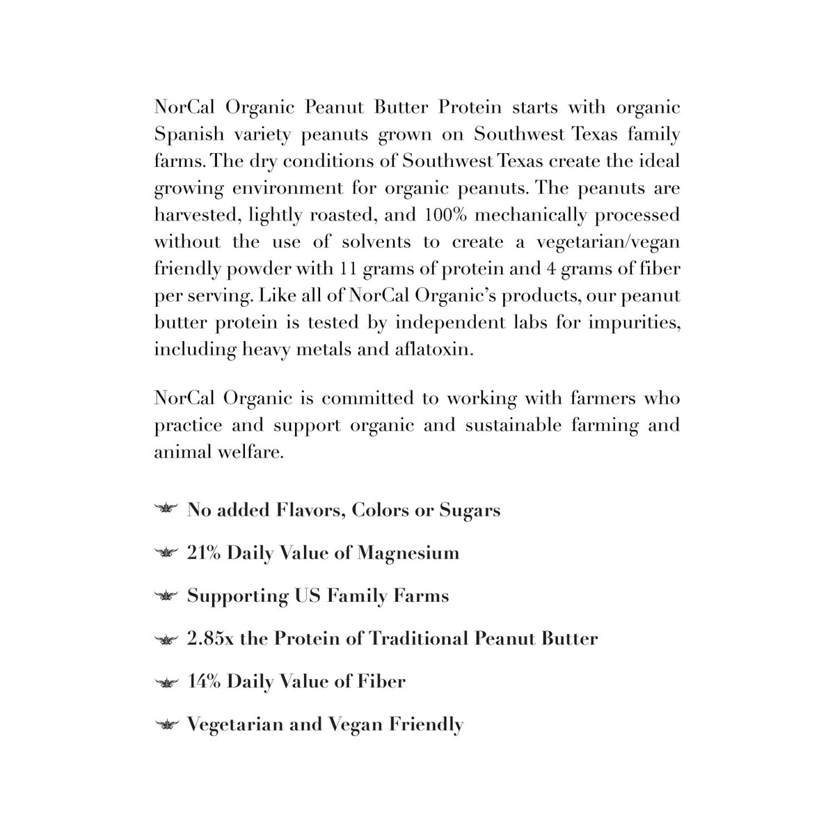 Norcal Organic Peanut Butter Protein Powder - 2lb - Vegan, Low-Cal, 11g Protein